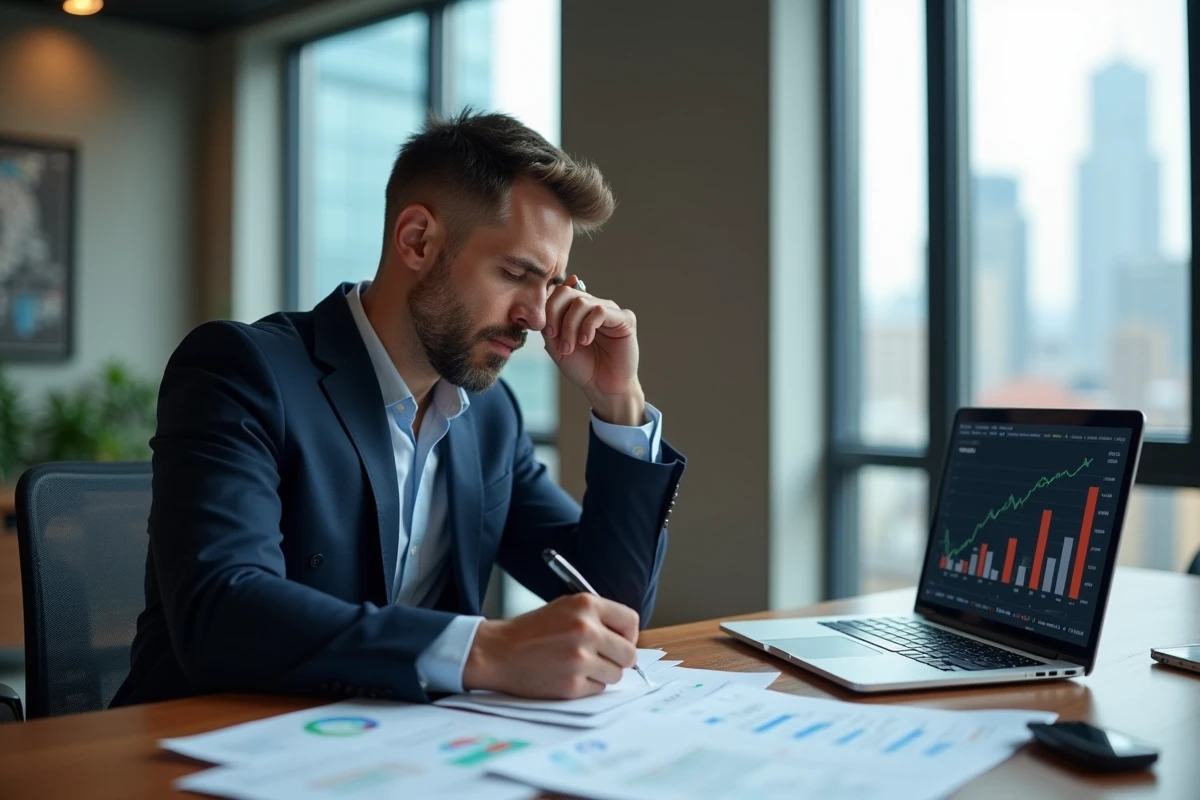 Analyste financier en costume dans un bureau moderne