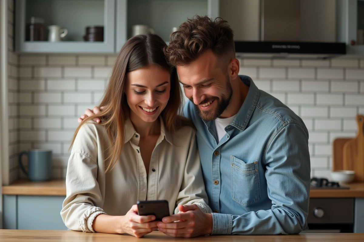 Deux personnes utilisant un proxy sur smartphone pour accéder à un service de vidéo bloqué en France