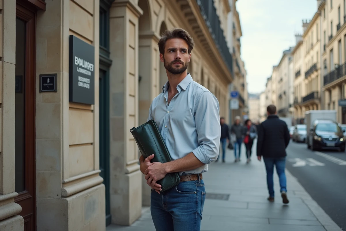 Jeune homme devant un bureau de l